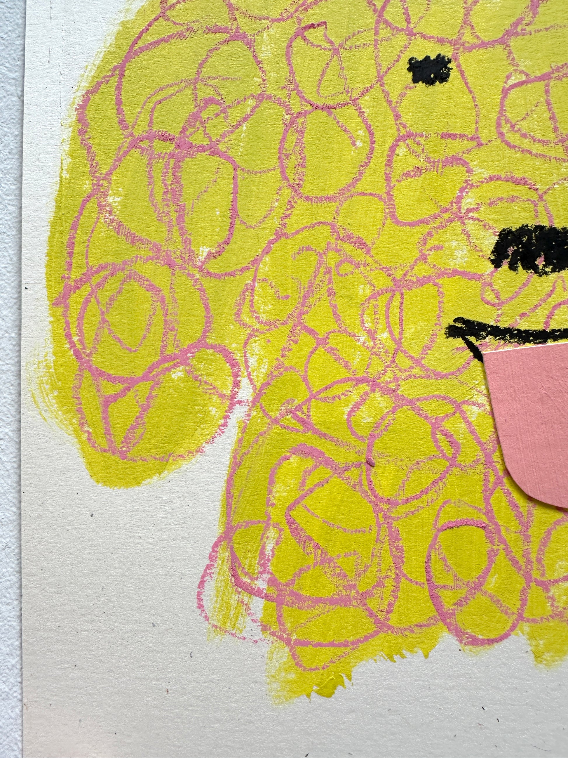original poodle painting, orange and pink poodle art, 8x10 painting on paper