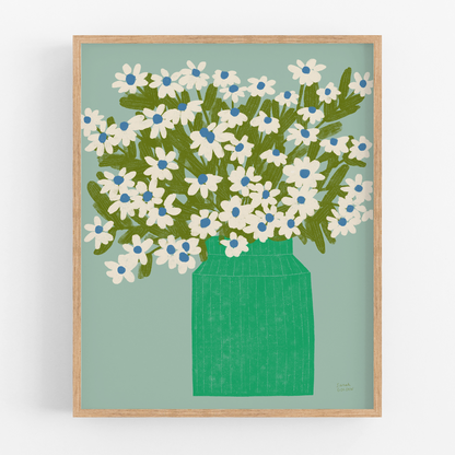 Green Vase Bouquet Print
