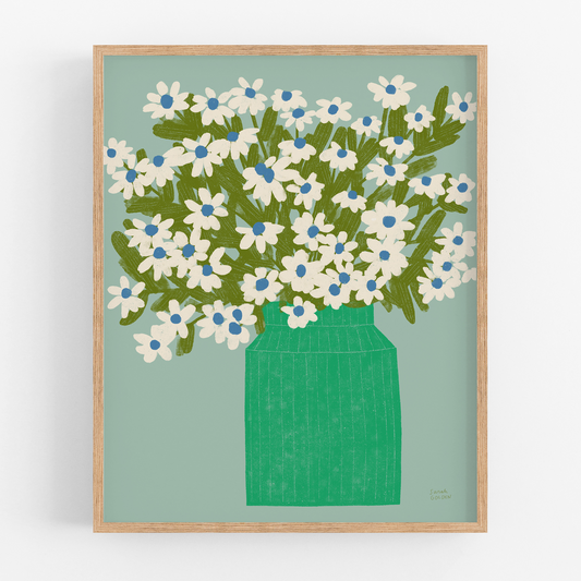 Green Vase Bouquet Print