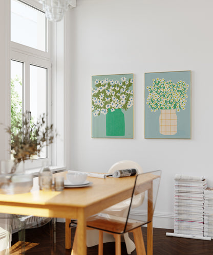 Green Vase Bouquet Print