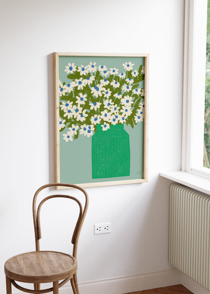 Green Vase Bouquet Print