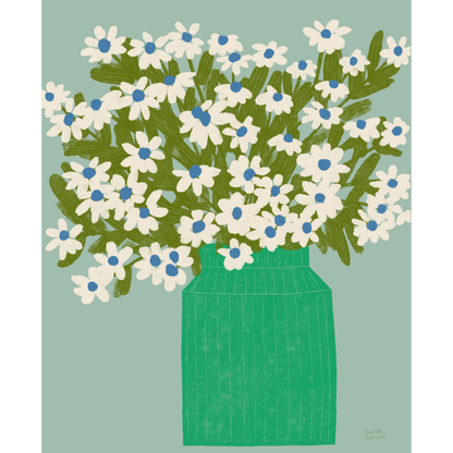 Green Vase Bouquet Print