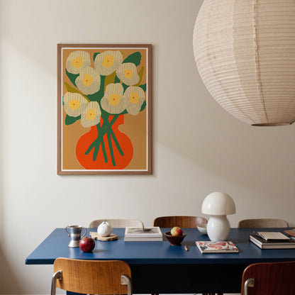 Red Vase Bouquet Print