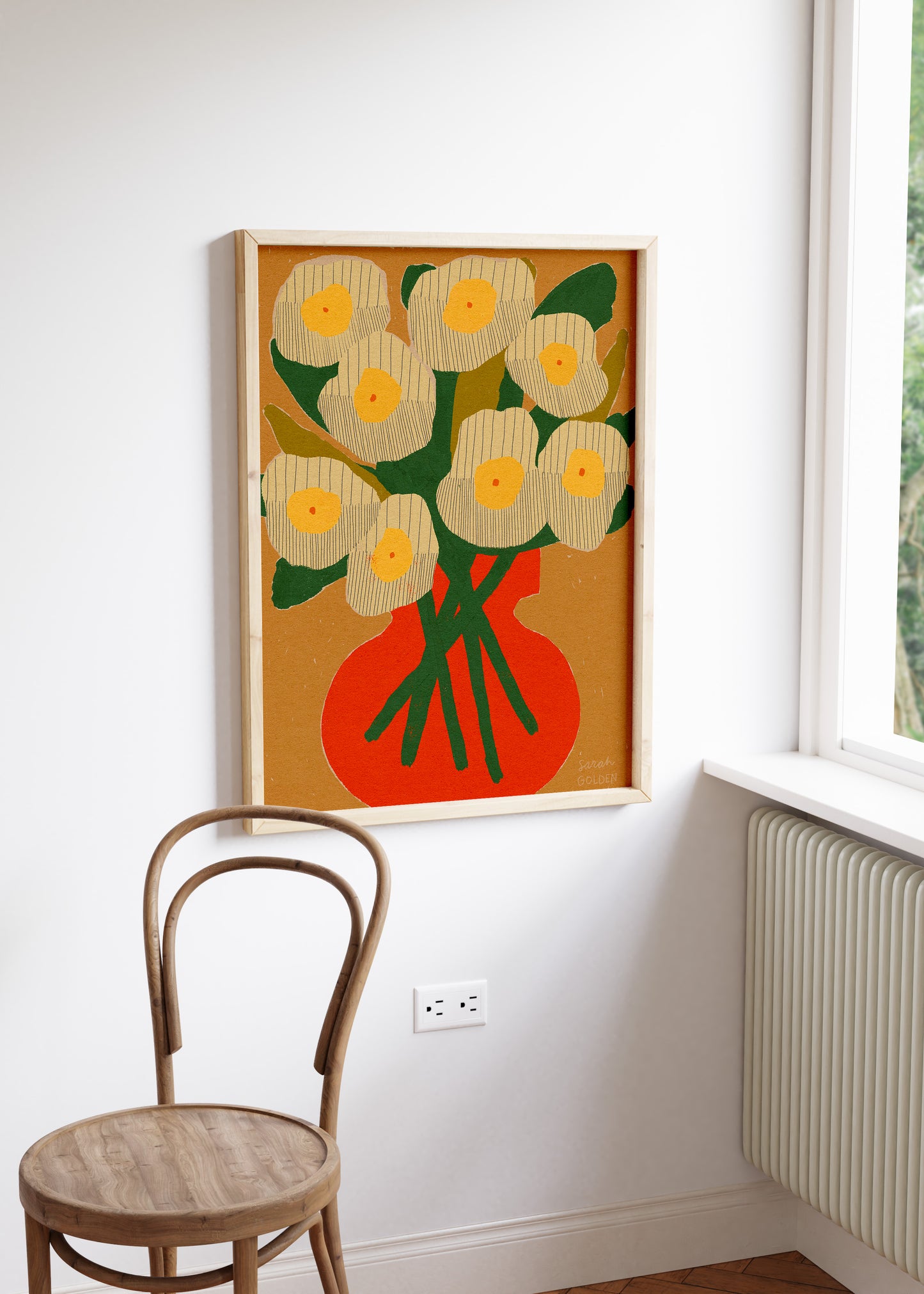 Red Vase Bouquet Print