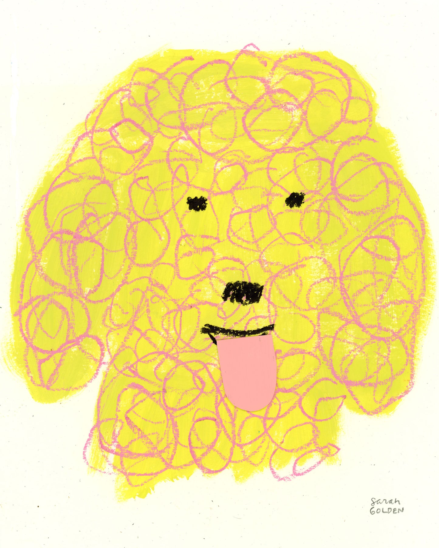 original poodle painting, orange and pink poodle art, 8x10 painting on paper