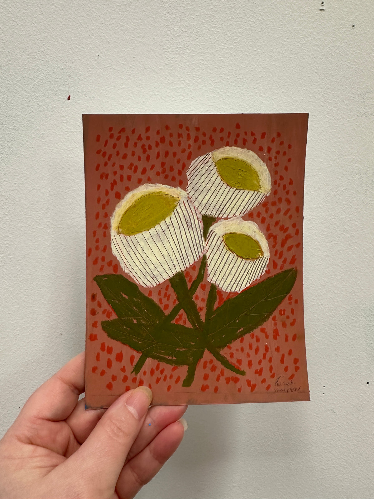 Yellow Flowers Study, paper 5.25 x 6.75"